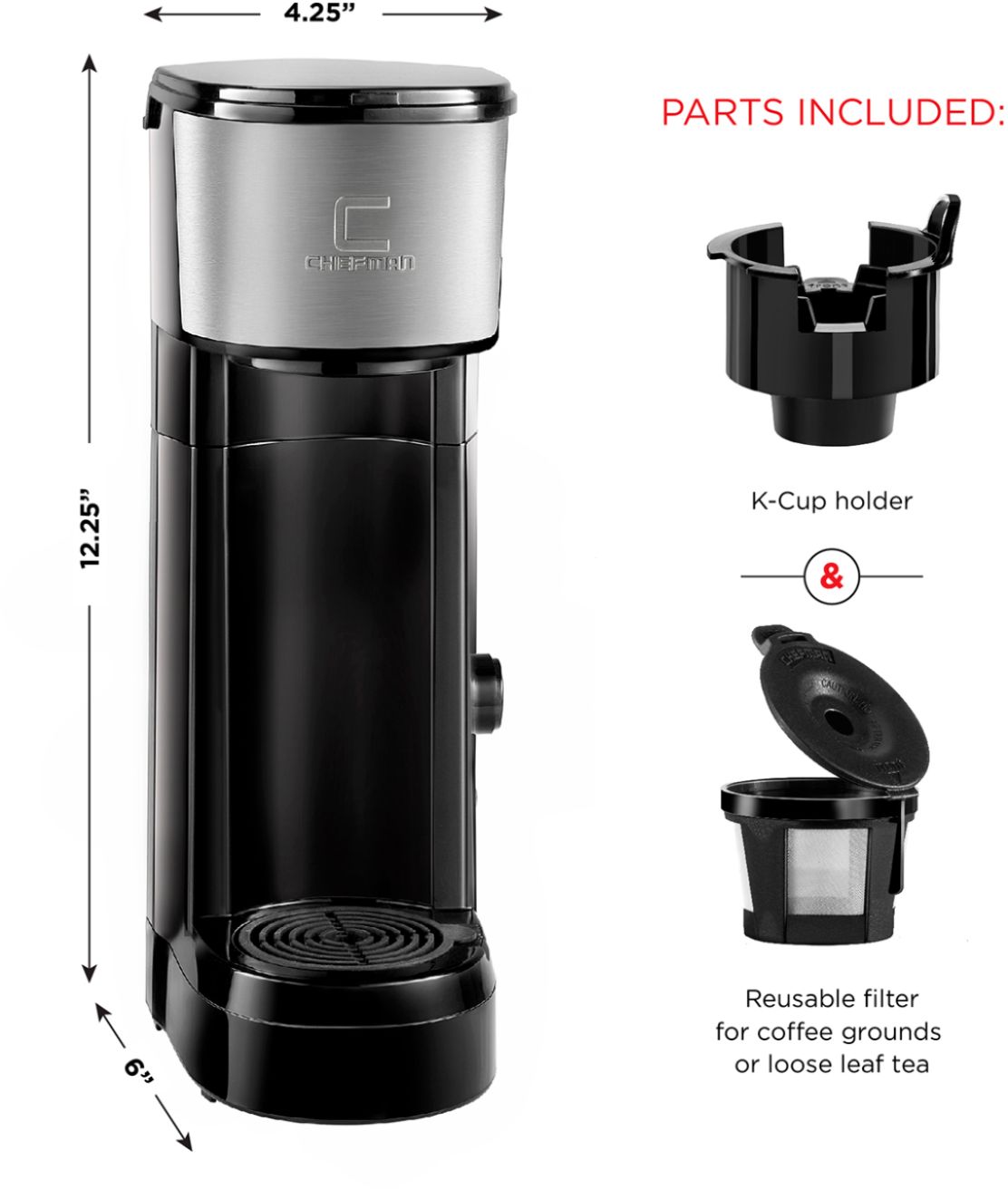 Single Serve Coffee Maker Black/Stainless Steel RJ14  - Best Buy