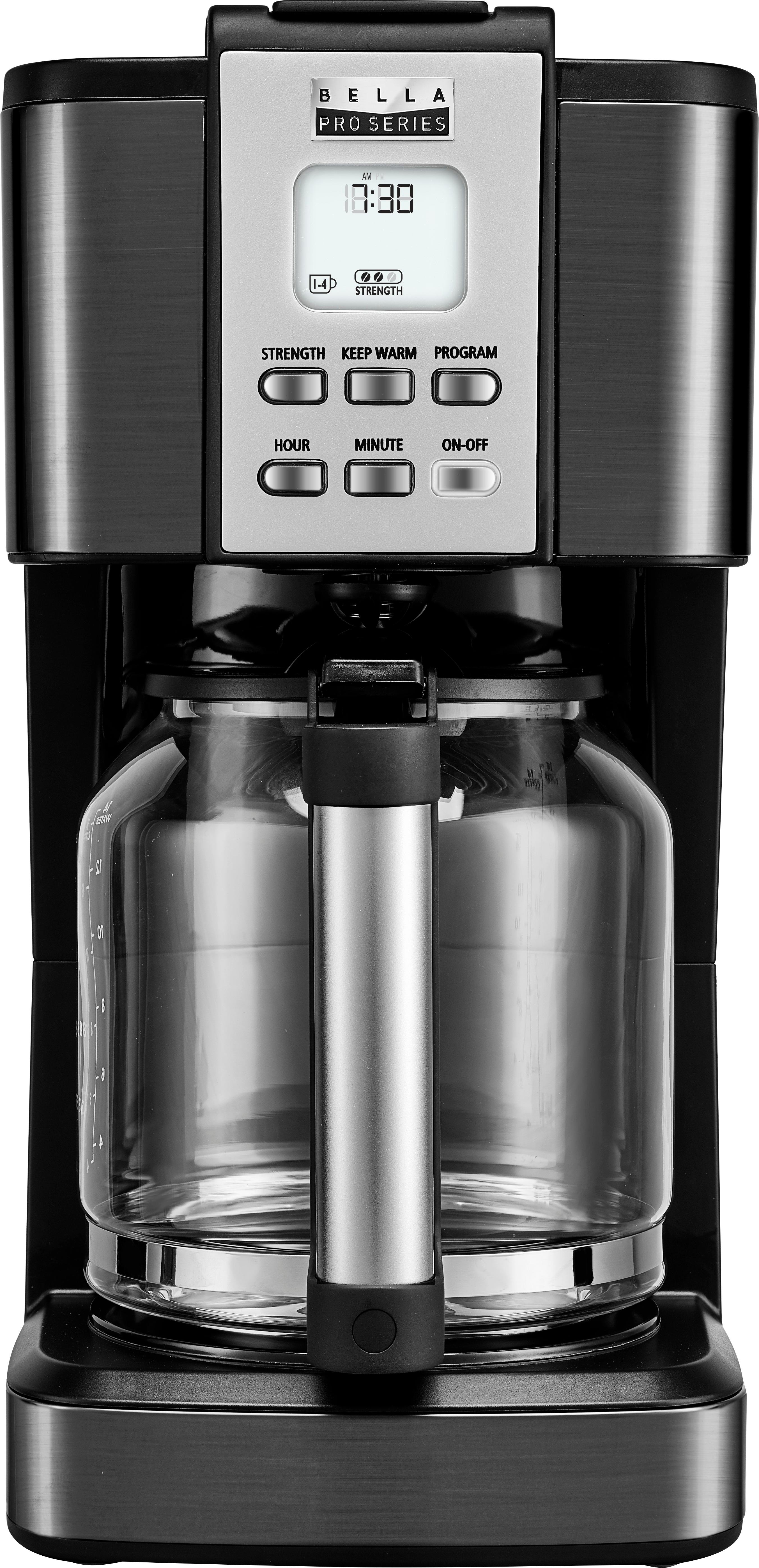  BELLA One Scoop One Cup Coffee Maker, Single Serve Brewer with  Adjustable Drip Tray and Permanent Filter, Dishwasher Safe, Stainless Steel  and Black: Home & Kitchen