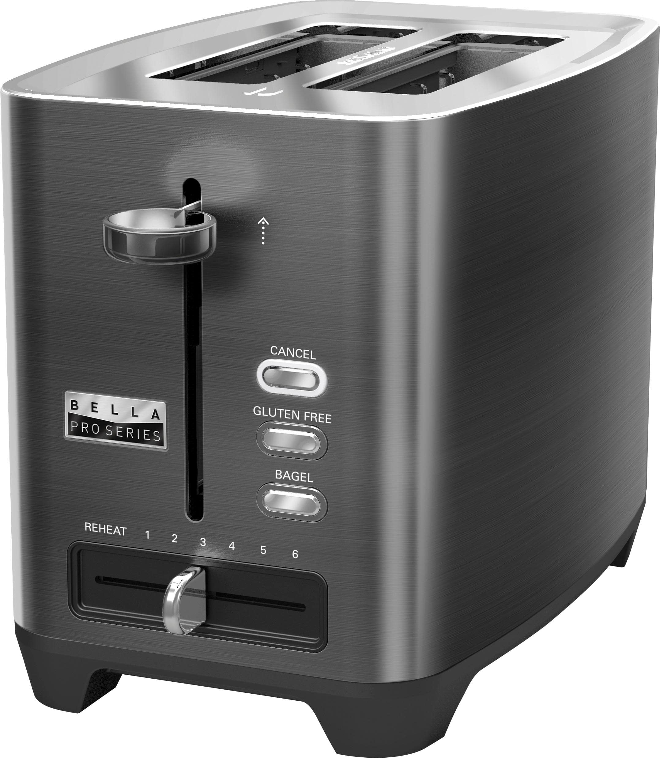 Left. Bella - Pro Series 2-Slice Extra-Wide-Slot Toaster - Black Stainless Steel.