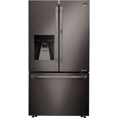 LG - Door-in-Door® 23.5 Cu. Ft. French Door Counter-Depth Refrigerator with Water and Ice Dispenser - Black stainless steel