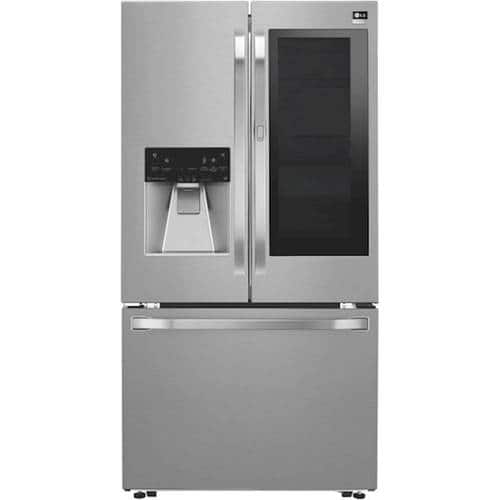 LG - STUDIO InstaView Door-in-Door 23.5 Cu. Ft. French Door Counter-Depth Refrigerator with Water and Ice Dispenser - Stainless steel