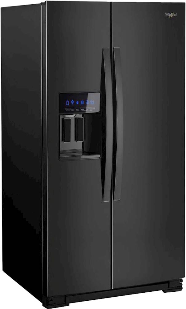 Angle View: Whirlpool - 28.5 Cu. Ft. Side-by-Side Refrigerator with In-Door-Ice Storage - Black