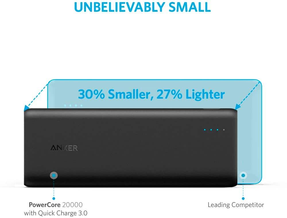 Alt View 12. Anker - PowerCore 20,000 mAh Portable Charger for Most USB-Enabled Devices - Black.