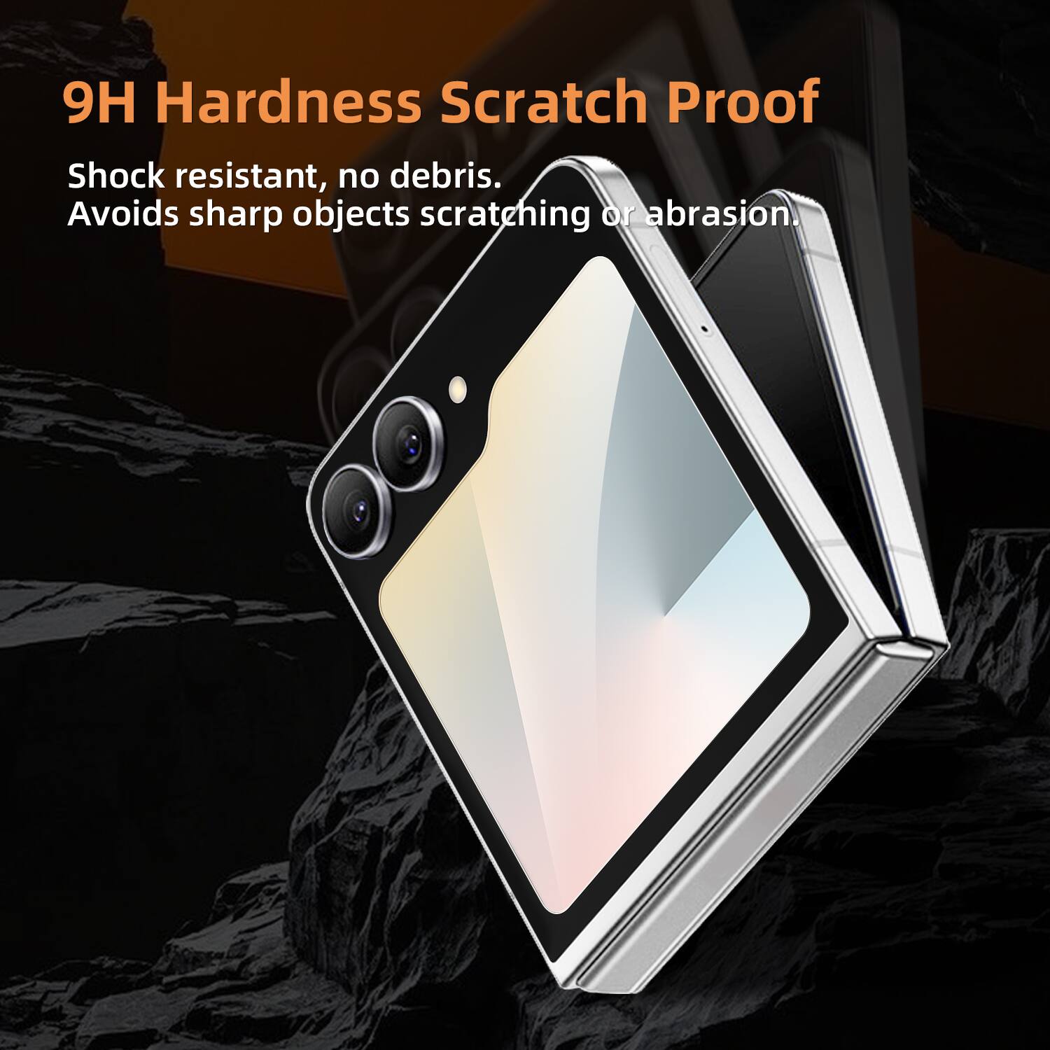 9H Hardness Scratch Proof

Shock resistant, no debris. Avoids sharp objects scratching or abrasion.