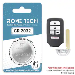 RomeTech - Replacement Battery for Key Fob - Honda Pilot 2016-2022 (New Version)