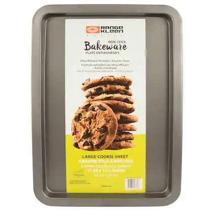 RANGE KLEEn BASICS A S S NON-STICK Bakeware PLATS ANTIADHSIFS Ultra Release Formula - Easy to Clean Formule antiadhésive ultra-efficace Facile à nettoyer Una formula ultra anti-adherente Fácil de Limpiar LARGE COOKIE SHEET GRANDE TOLE A BISCUITS Charola Grande para Galletas 17.25 x 11.5 inches 44 cm x 29 cm - - I | - I : | | AN. - - A. CONC - - - aers ngrkones.com
