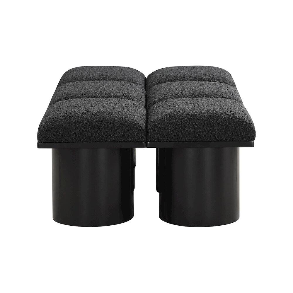 Left. Meridian Furniture - Pavilion Black Boucle Fabric Bench - Black Boucle Fabric.