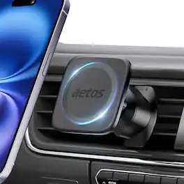 aetos - Air Vent MagSafe Phone Car Mount. 20 Strong N52 Magnets & Metal Hook with Classic Minimalist Design - Black