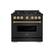 Front. ZLINE - ZLINE Autograph 36" Classic Dual Fuel Black Stainless Range w/ Bronze Accents (CDRBZ-36-CB) - Black Stainless Steel.