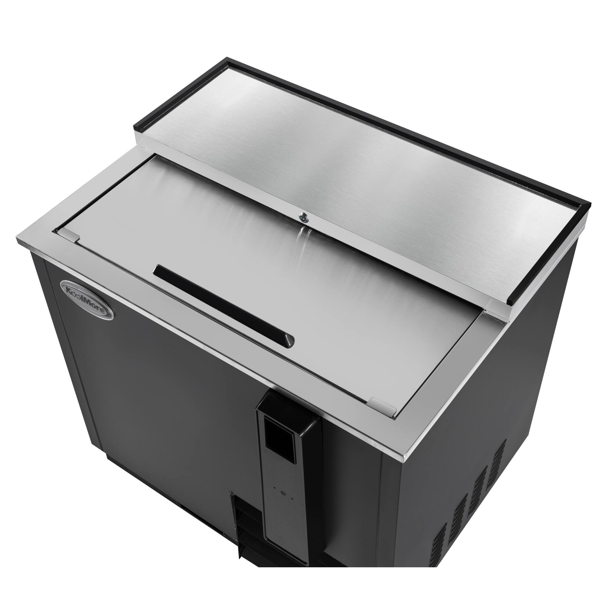 Alt View 4. Koolmore - 36 in. Commercial Bottle Cooler in Black with Built-In Opener, ETL Listed, 9 cu. ft. (KM-BOC36-BK) - Black painted steel.