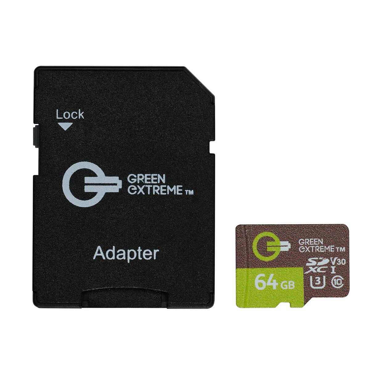 Lock  
GREEN EXTREME™  
Adapter  
GREEN EXTREME™  
SDXC I  
64 GB  
V30  
U3