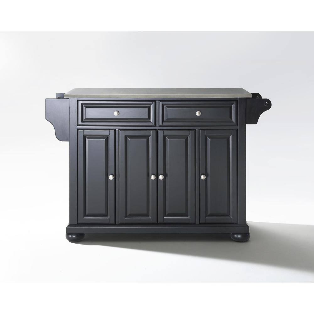 Left. Crosley Furniture - Alexandria Stainless Steel Top Full Size Kitchen Island/Cart - Black.