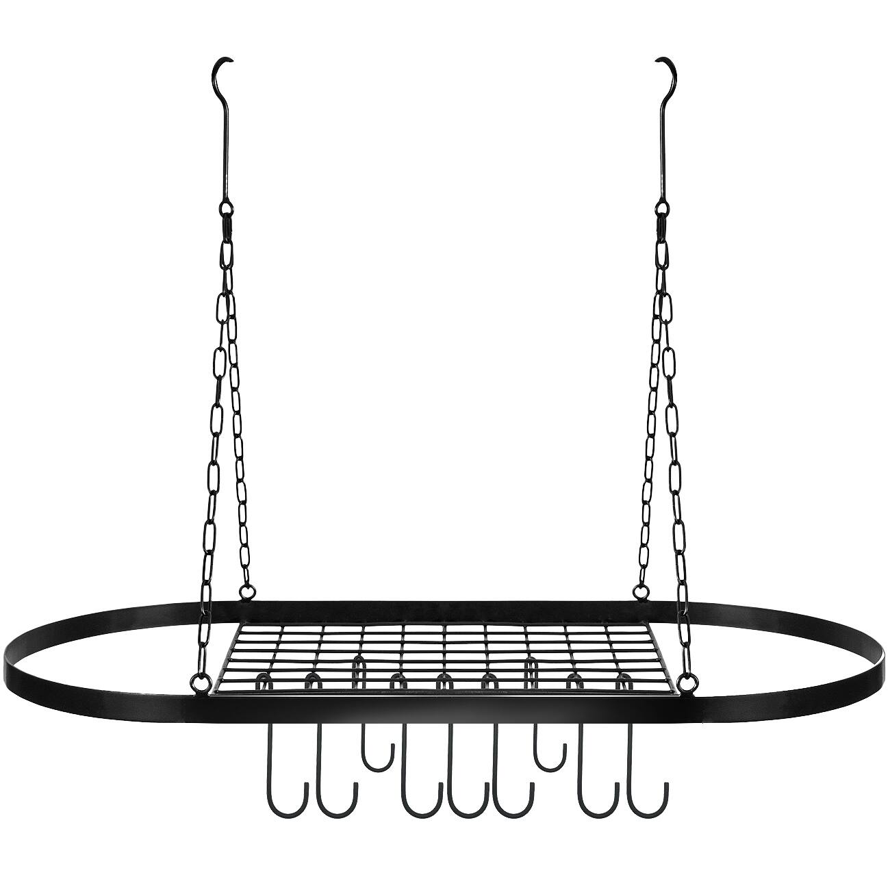Alt View 2. Sorbus - Sorbus® Pot and Pan Rack for Ceiling with Hooks, Decorative Oval Mounted Storage Rack, Multi-Purpose Organizer for Home - Black.