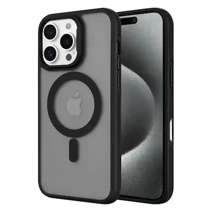 Front. Entronix - Entronix Magnetic Case for iPhone 16 Pro Max - Translucent Matte Finish with Rugged Protection - Black.