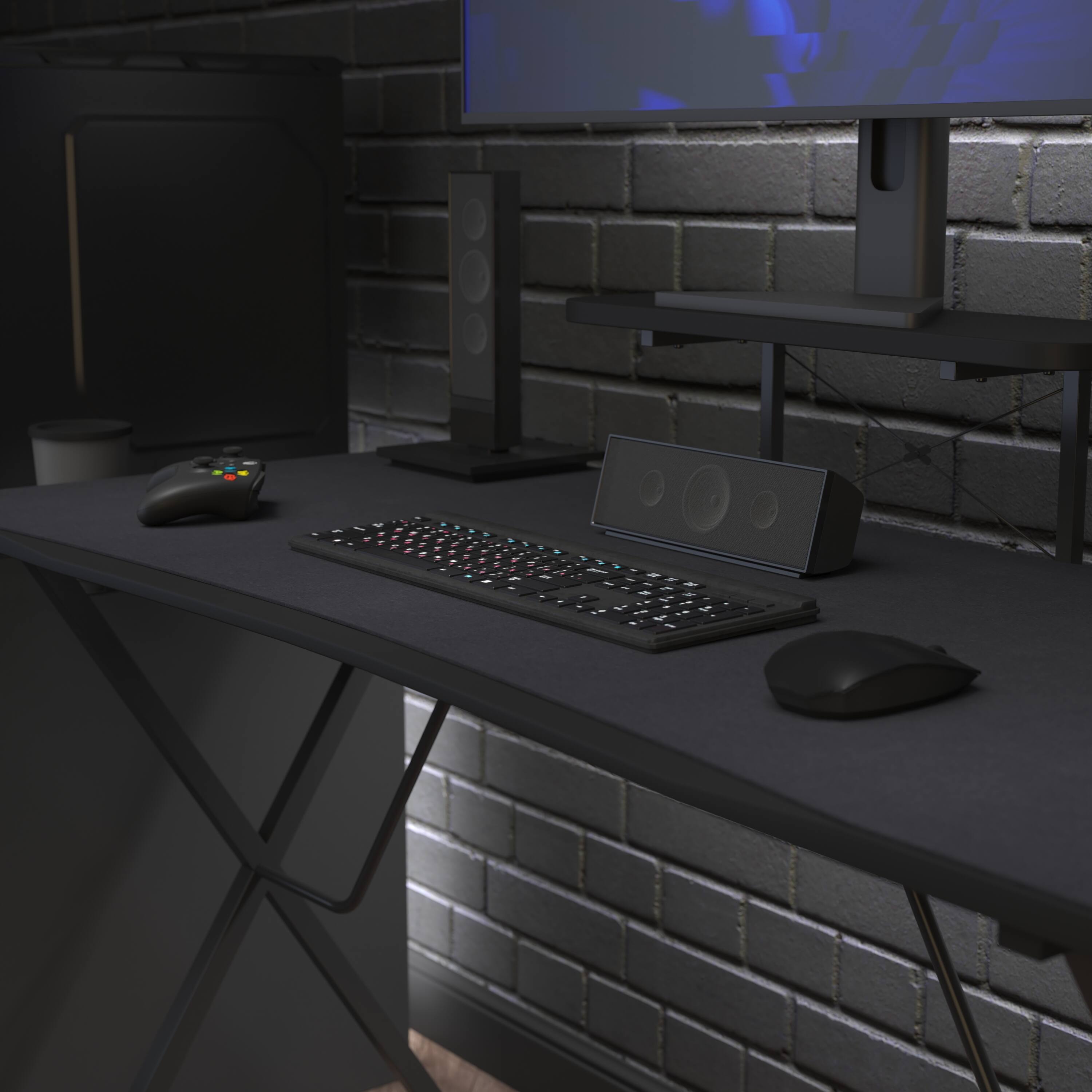 Alt View 1. Emma + Oliver - Tyr Mega Size PC Gaming Mouse Pad with Micro Weave Cloth Surface, Anti-Slip Rubber Backing and Cable Management - Black.