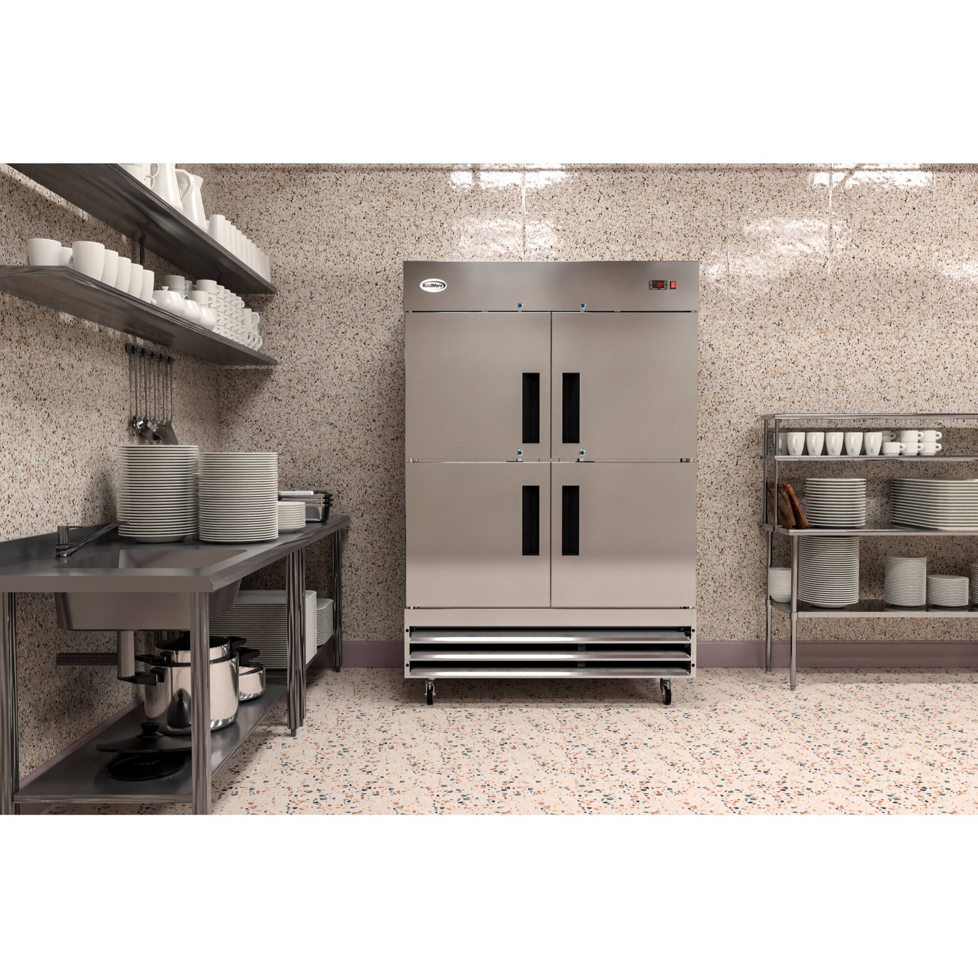 Alt View 7. Koolmore - 54 in. Commercial Stainless Steel Solid Half Door Reach-In Freezer, 47 cu. ft. RIF-2D-SSHD - Stainless steel.