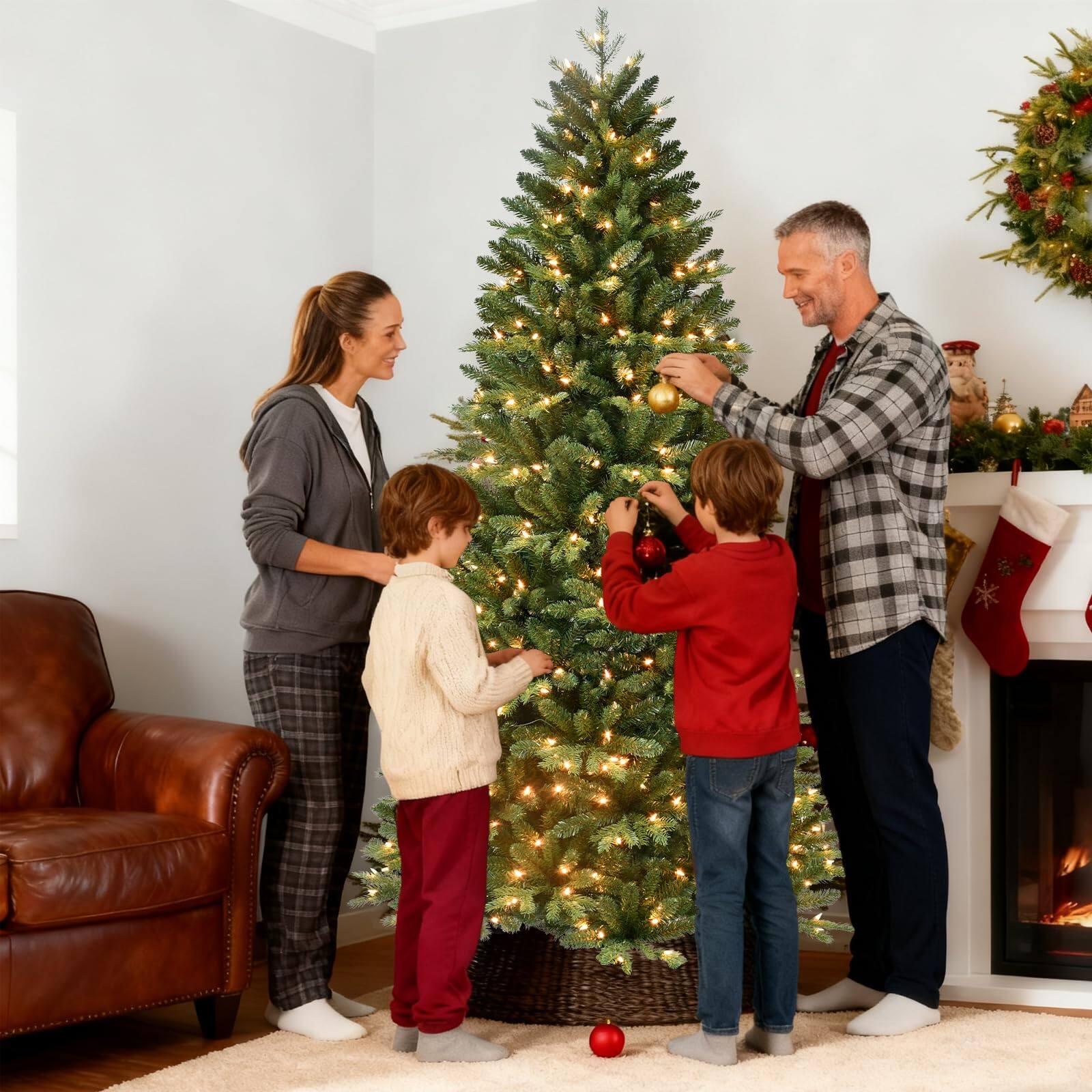 Alt View 8. Skar Audio - Prelit Artificial Christmas Tree With 400 Lights Easy Assembly Hinge Design Skinny Xmas Trees 1316 - Prelit 5ft.