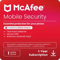 McAfee - Mobile Security (1-Device) Antivirus & Internet Security Software (1-Year Subscription with Auto-Renewal) - Android, Apple iOS, Chrome [Digital] - Front_Zoom