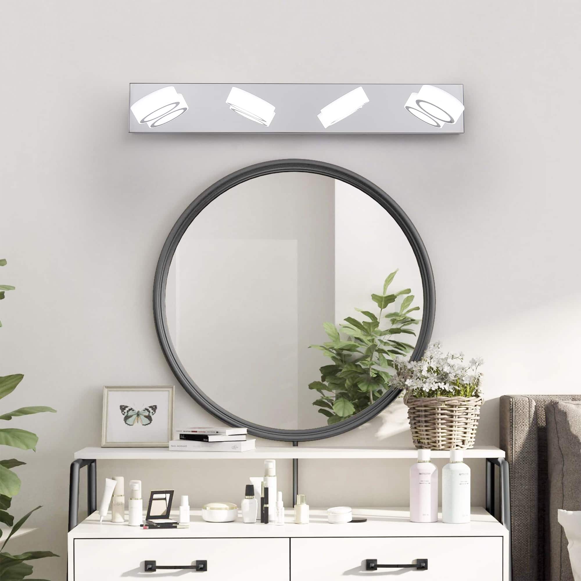 APRILSOUL - 29 Inch Modern 4-Light LED Vanity Light Sleek Chrome Bathroom Wall Light Fixture for Mirror Shower and Bathroom Decor