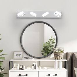 APRILSOUL - 29 Inch Modern 4-Light LED Vanity Light Sleek Chrome Bathroom Wall Light Fixture for Mirror Shower and Bathroom Decor