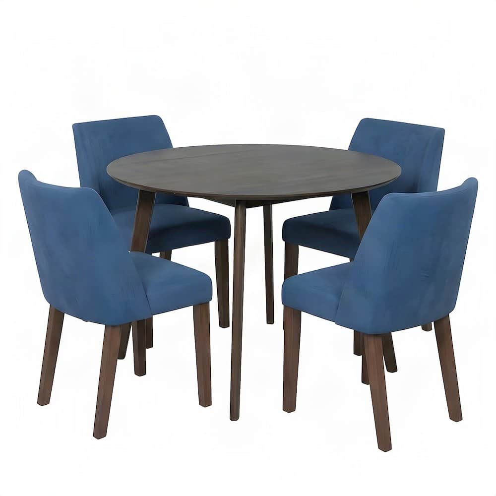 Starlight Canyon Home - Elegant Round Dining Room Table and Chairs Set for 4 – - Blue/Brown