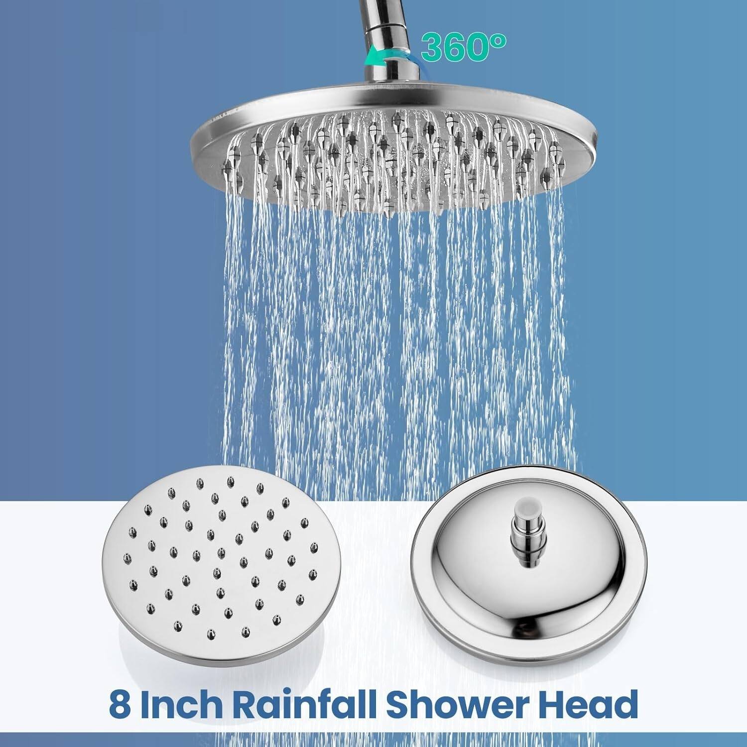 360° 8 Inch Rainfall Shower Head