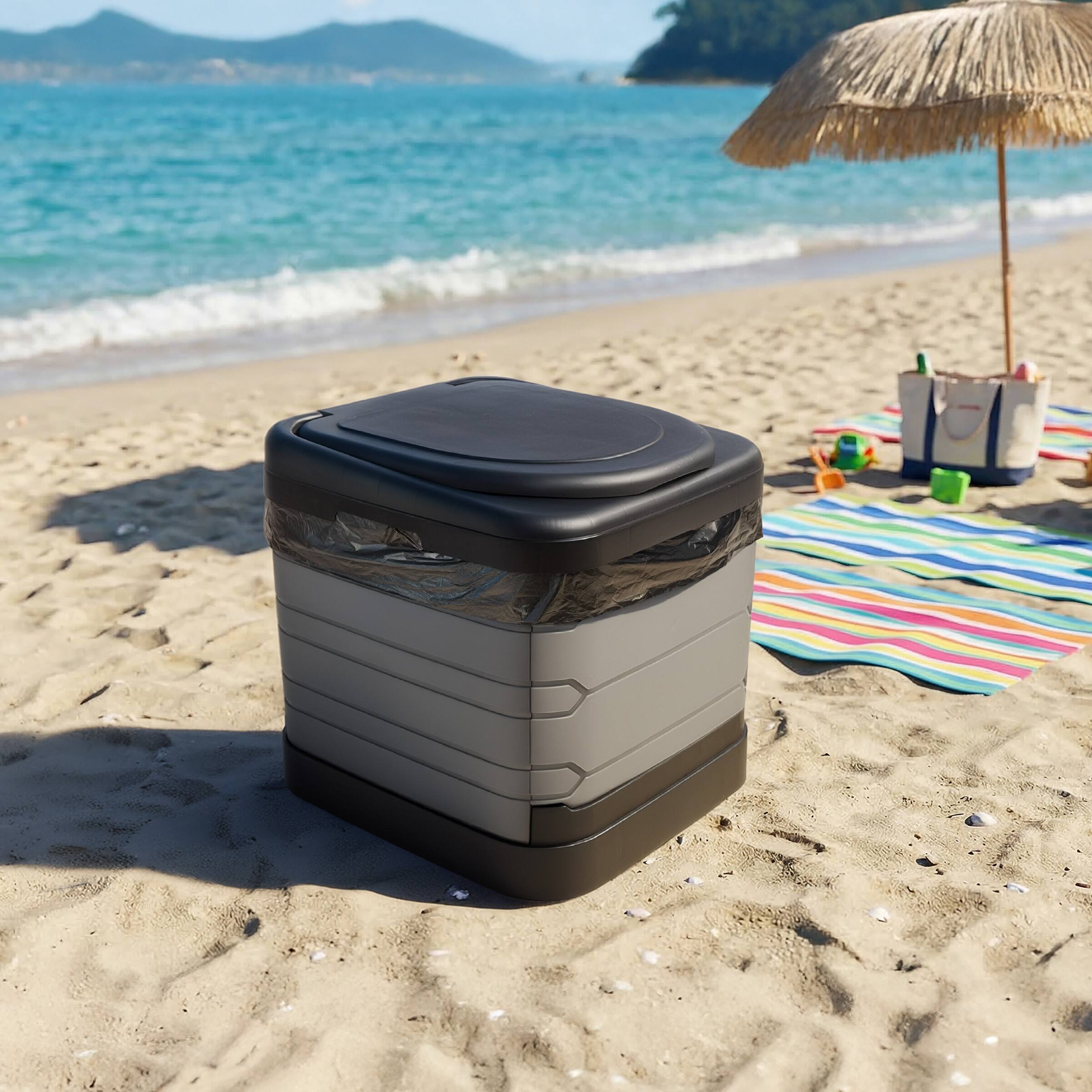 Alt View 7. Wakeman Outdoors - Large Portable Toilet for Adults 400lb Capacity Portable Camping Toilet for Adults with Lid Folding Travel Potty for Car - Black.