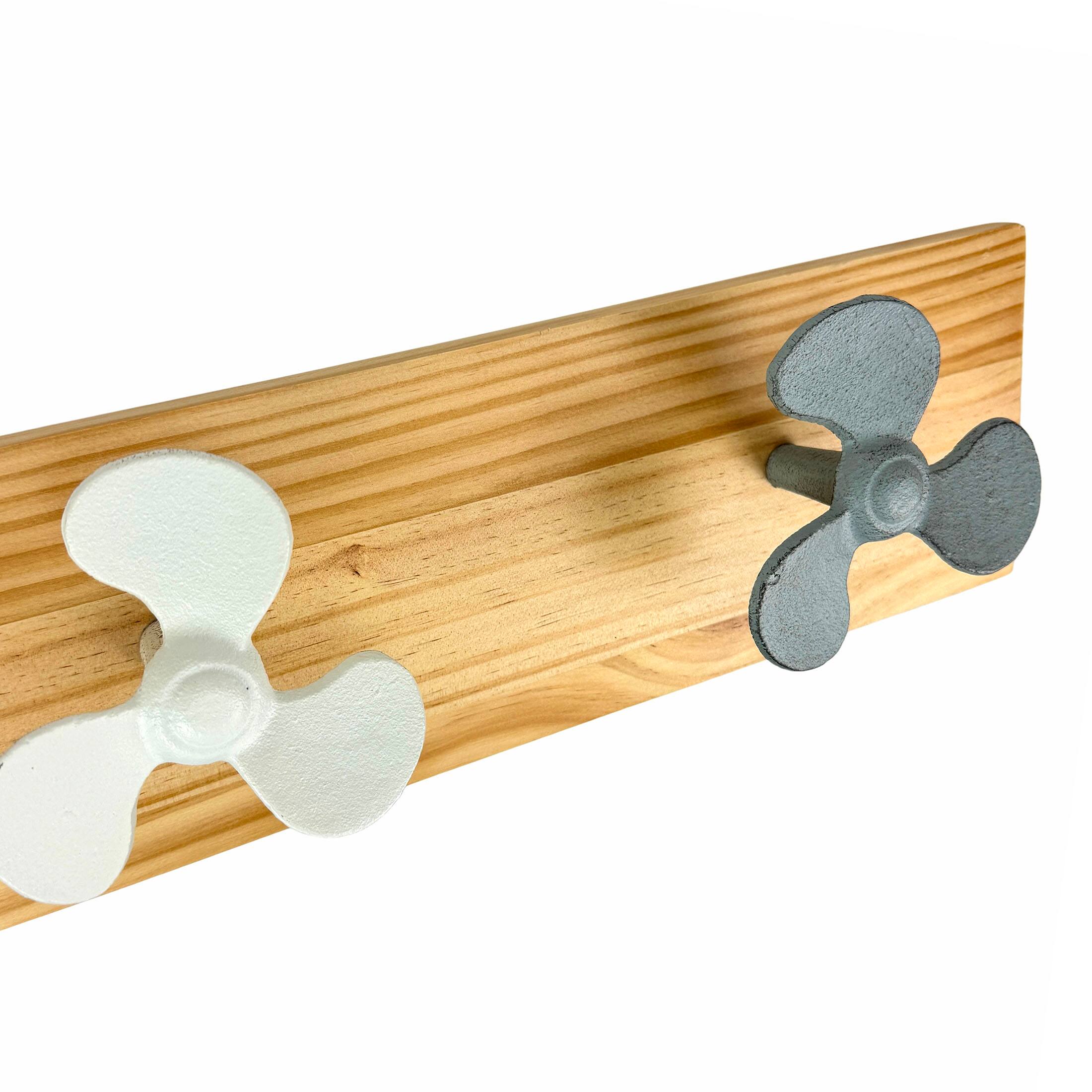 Alt View 8. Zeckos - Boat Propeller Wall Hook Rack 24in Wood Board Nautical Beach House Decor - Multicolored.