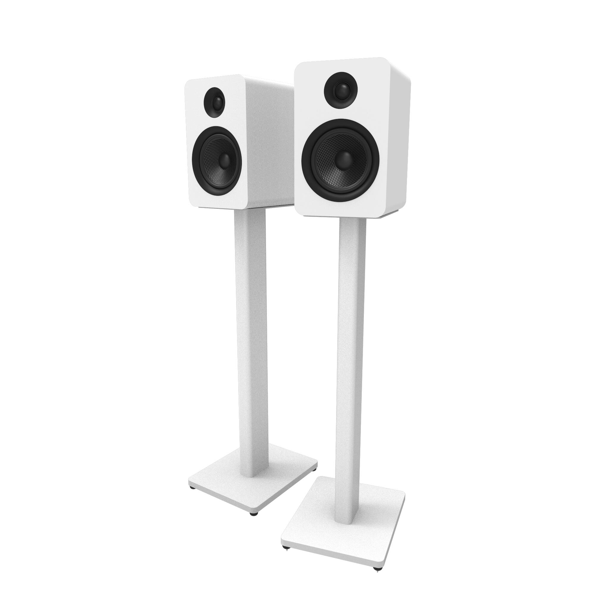 Alt View 4. Kanto - 28" Universal Bookshelf Speaker Floor Stands, Pair - White.
