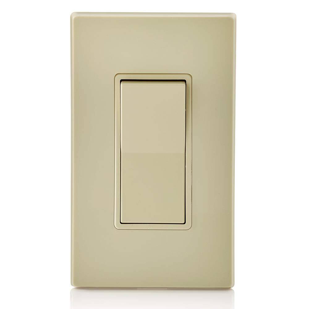 Left. Leviton - 15 Amp 120/277V Decora Rocker 3-Way AC Quiet Switch Residential Grade Grounding Single Pack - Ivory.