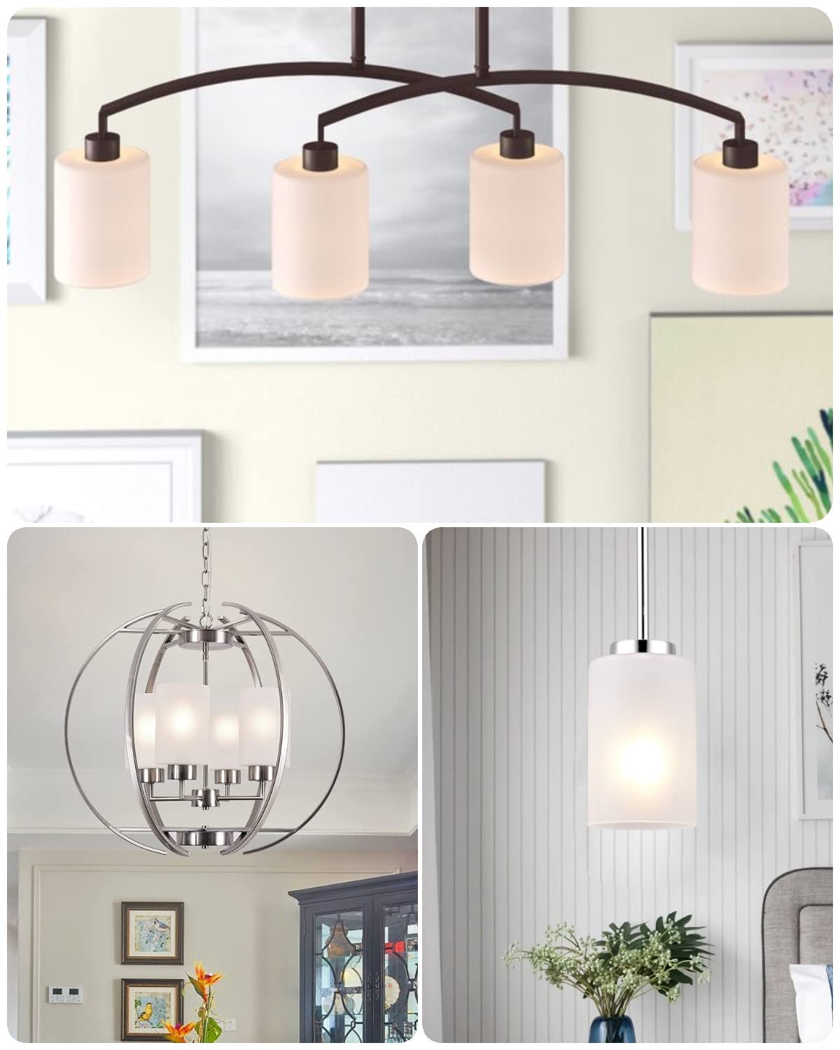 Alt View 2. Comfort Essence - pack Frosted Glass Shade Lamp Covers Replacements For Light Fixtures nch Fitter Globes Shades Chandeli - A-White Frosted Glass 6 Pack.