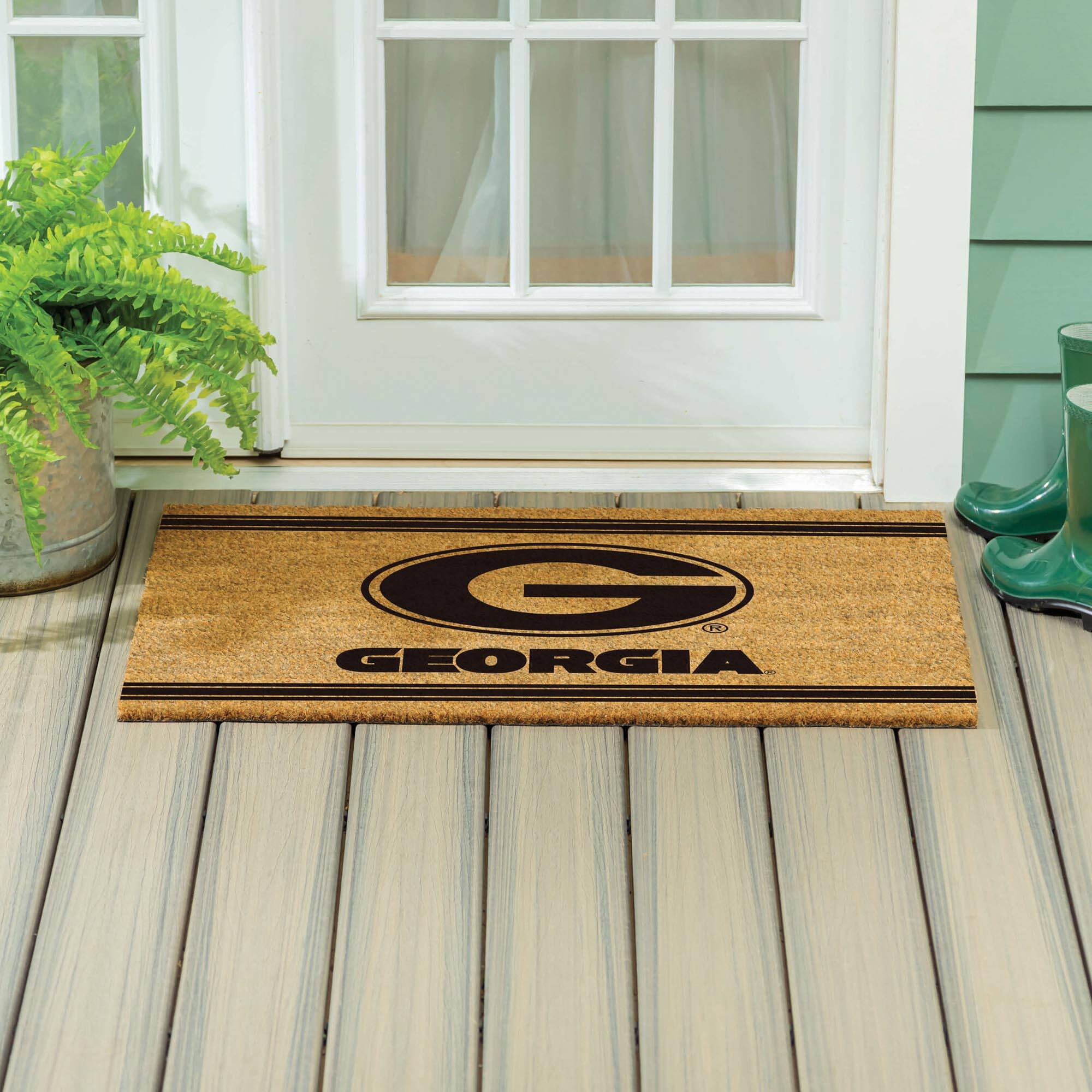 Alt View 3. Evergreen Enterprises - Georgia Bulldogs 24" x 36" Outdoor Monochrome Team Logo Coir Mat - Brown.