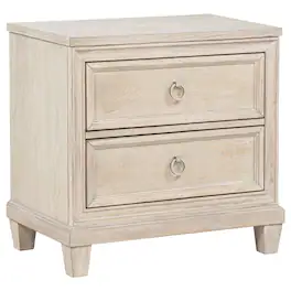 Manhattan Lane - Kylie Nightstand with 2 Drawers, Tapered Legs, Washed Oak Wood 27 Inch - Washed Oak Brown