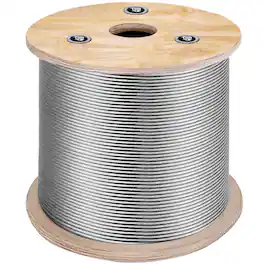 VEVOR - T316 Stainless Steel Cable 1/8" 7x7 Steel Wire Rope Cable 500FT Cable Railing Transport Wire Rope Cable - Silver