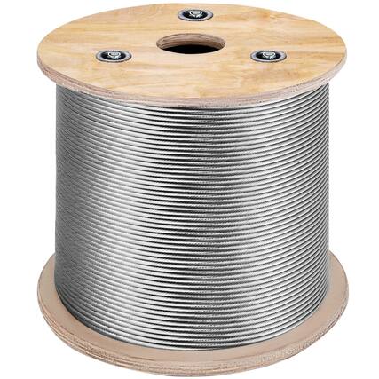 Front. VEVOR - T316 Stainless Steel Cable 1/8" 7x7 Steel Wire Rope Cable 500FT Cable Railing Transport Wire Rope Cable - Silver.