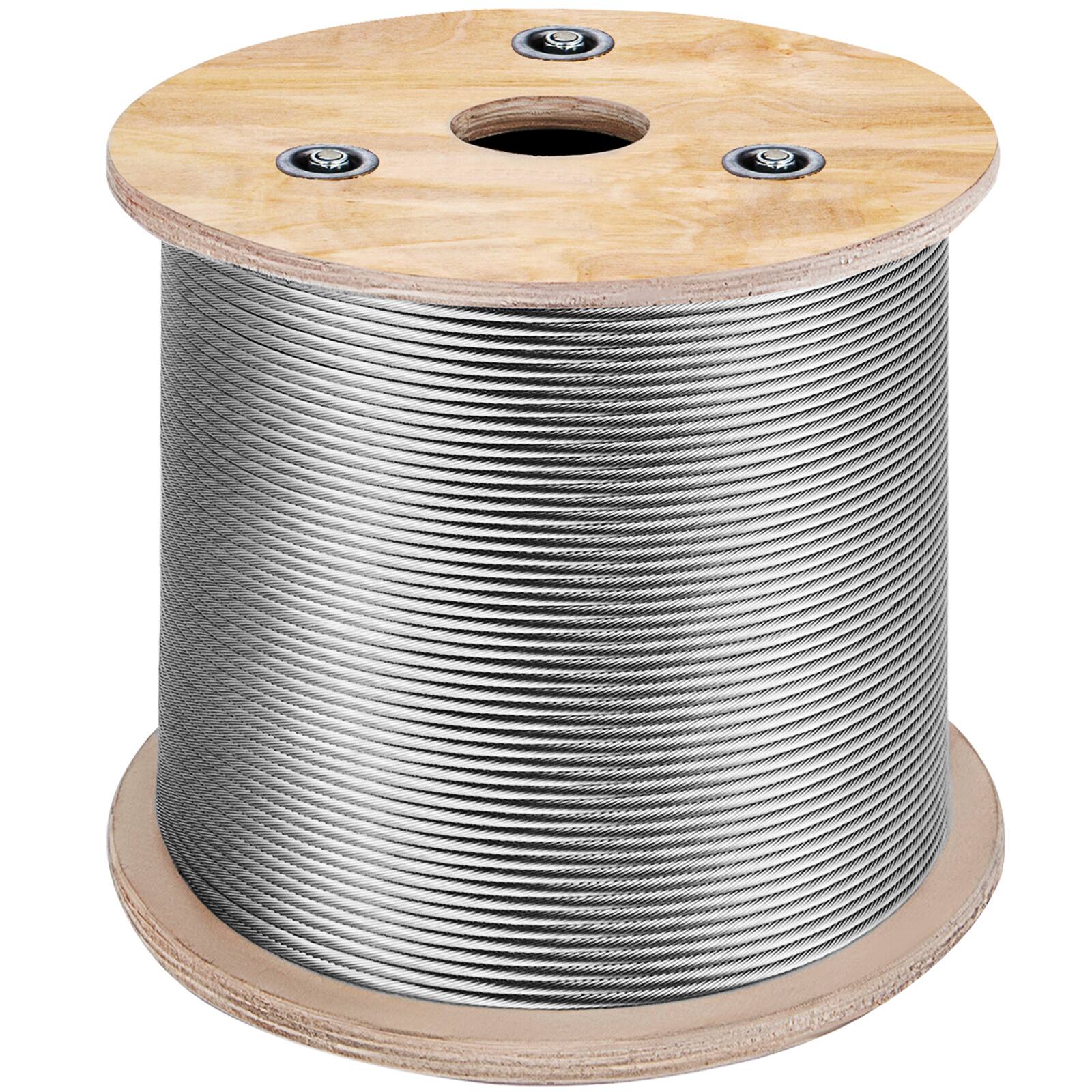 Front. VEVOR - T316 Stainless Steel Cable 1/8" 7x7 Steel Wire Rope Cable 500FT Cable Railing Transport Wire Rope Cable - Silver.