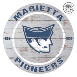 Jardine - Marietta College Pioneers 20'' x 20'' Indoor/Outdoor Weathered Circle Sign - White