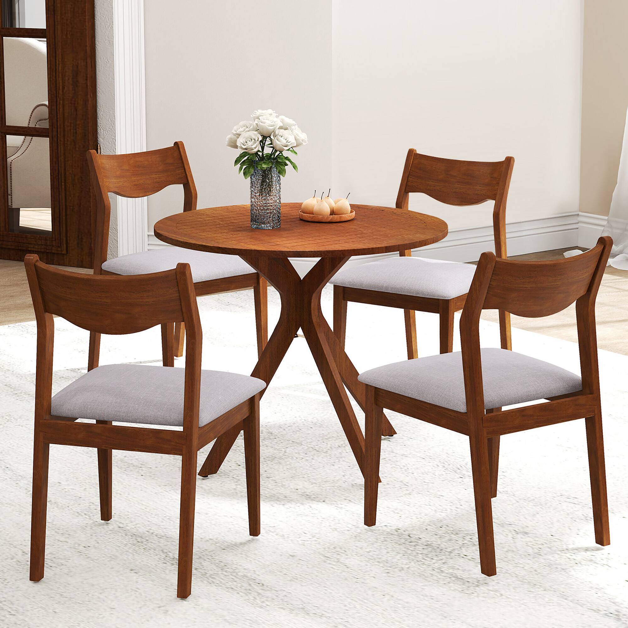 Alt View 4. Gymax - Gymax Wooden Dining Chair Set of 2 w/ Rubber Wood Frame Wide Padded Seat - Walnut.