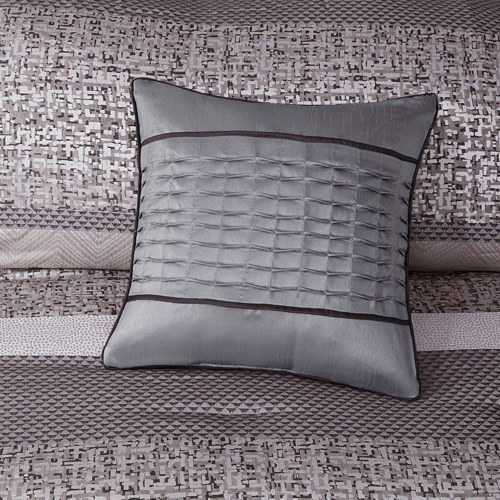 Alt View 2. Gracie Mills - Gracie Mills Hickman 7-Piece Transitional Striped Jacquard Comforter Set - Grey/Taupe.