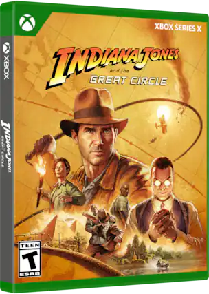 XBOX SERIES X INDIANA JONES AND THE GREAT CIRCLE. INDIANA JONES GREAT CIRCLE. TONES TEEN RATING. - T (Teen 13+)