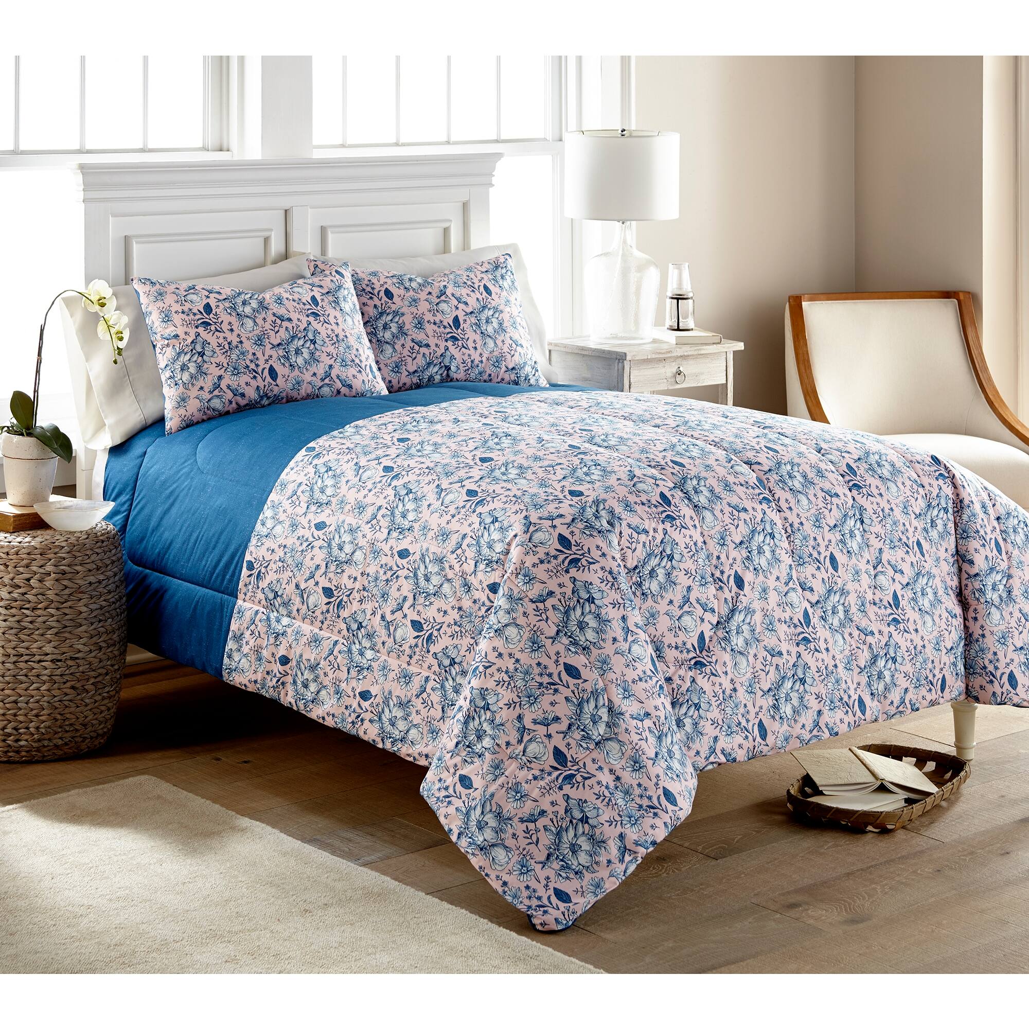 Alt View 1. Shavel Home Products - Micro Flannel 6 in 1 Comforter Set, Twin, Pink Toile - Pink toile.