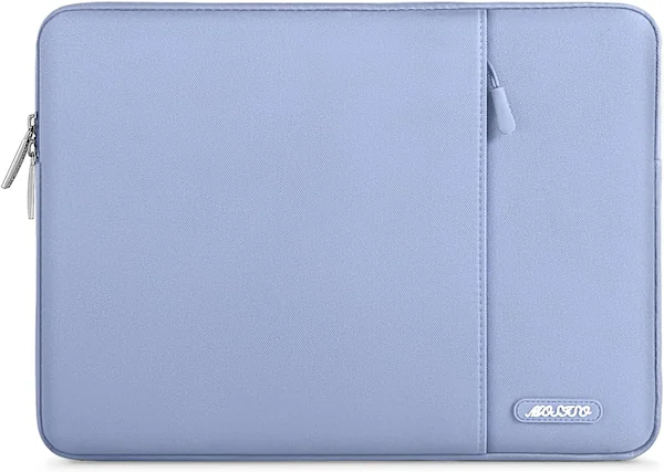 Front. mosiso - 13 inch Laptop Sleeve with Pocket, Polyester Vertical Case for MacBook Air/Pro/Neo 13 inch A18/M5/M4/M3/M2/M1 2026-2016 - Pastel Blue.