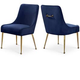 Meridian Furniture - Owen Navy Velvet Dining Chair, Set of 2 - Blue