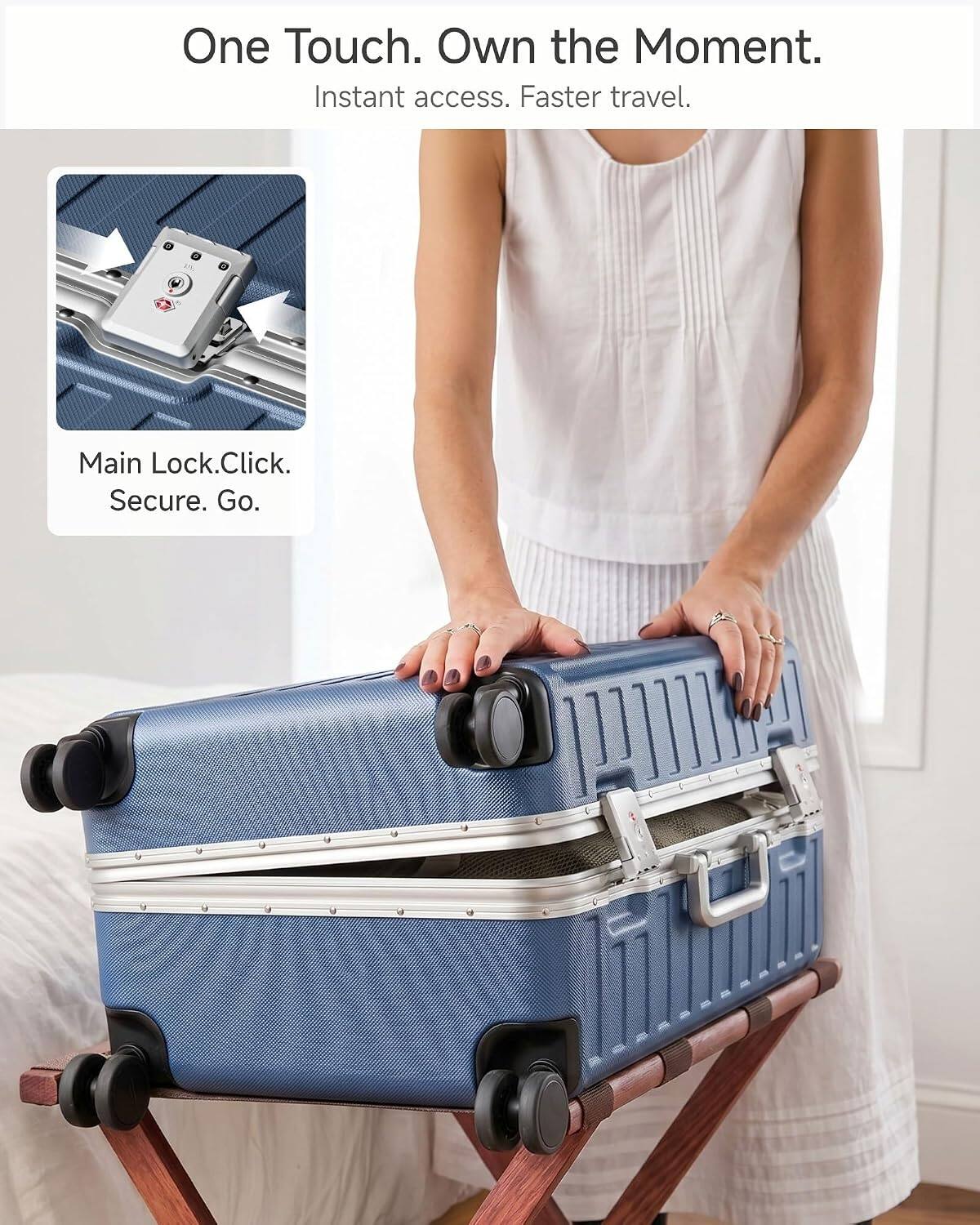 One Touch. Own the Moment.  
Instant access. Faster travel.  
Main Lock. Click. Secure. Go.