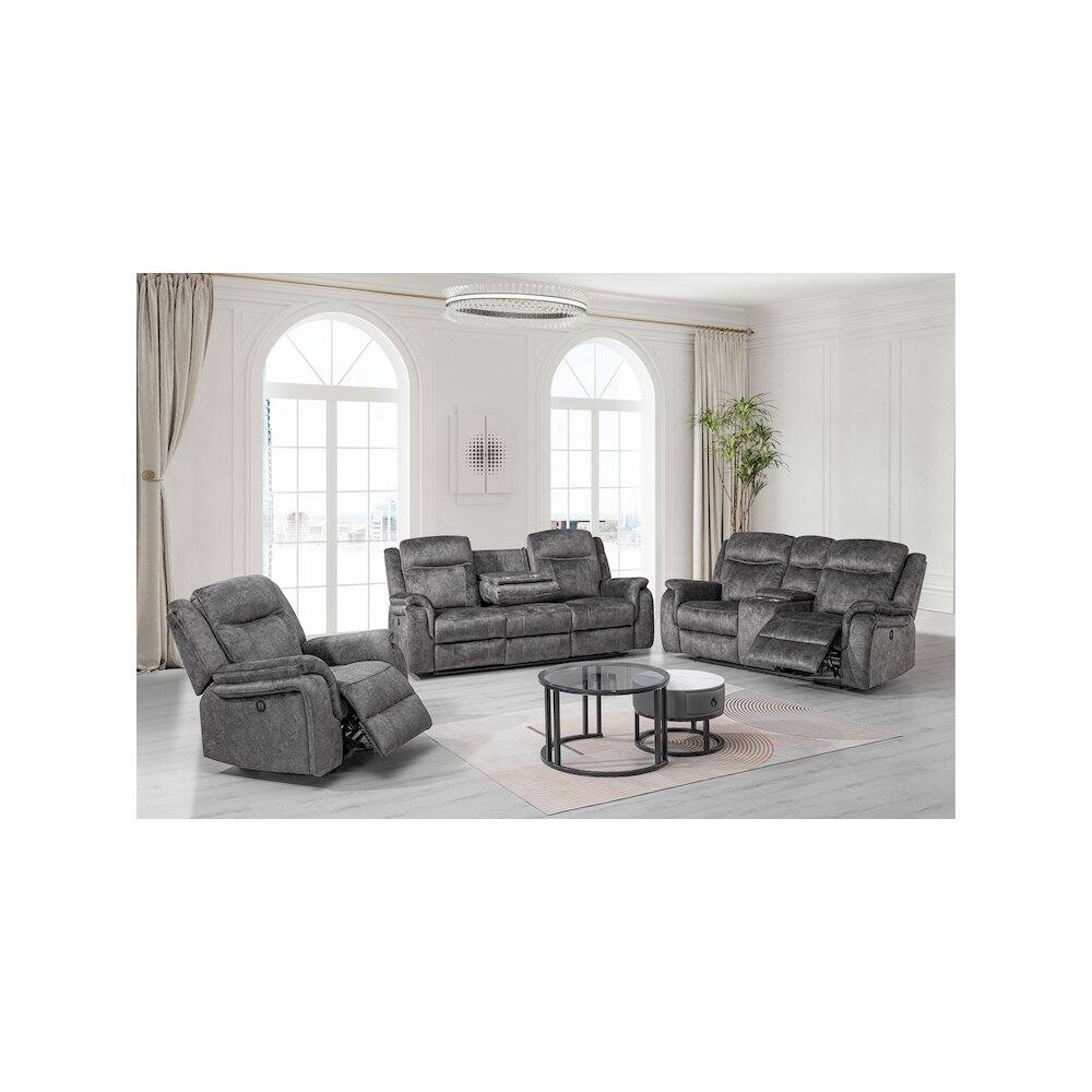 Alt View 2. New Classic Furniture - Park City Glider Recliner W/Pwr Fr-Slate - Grey.
