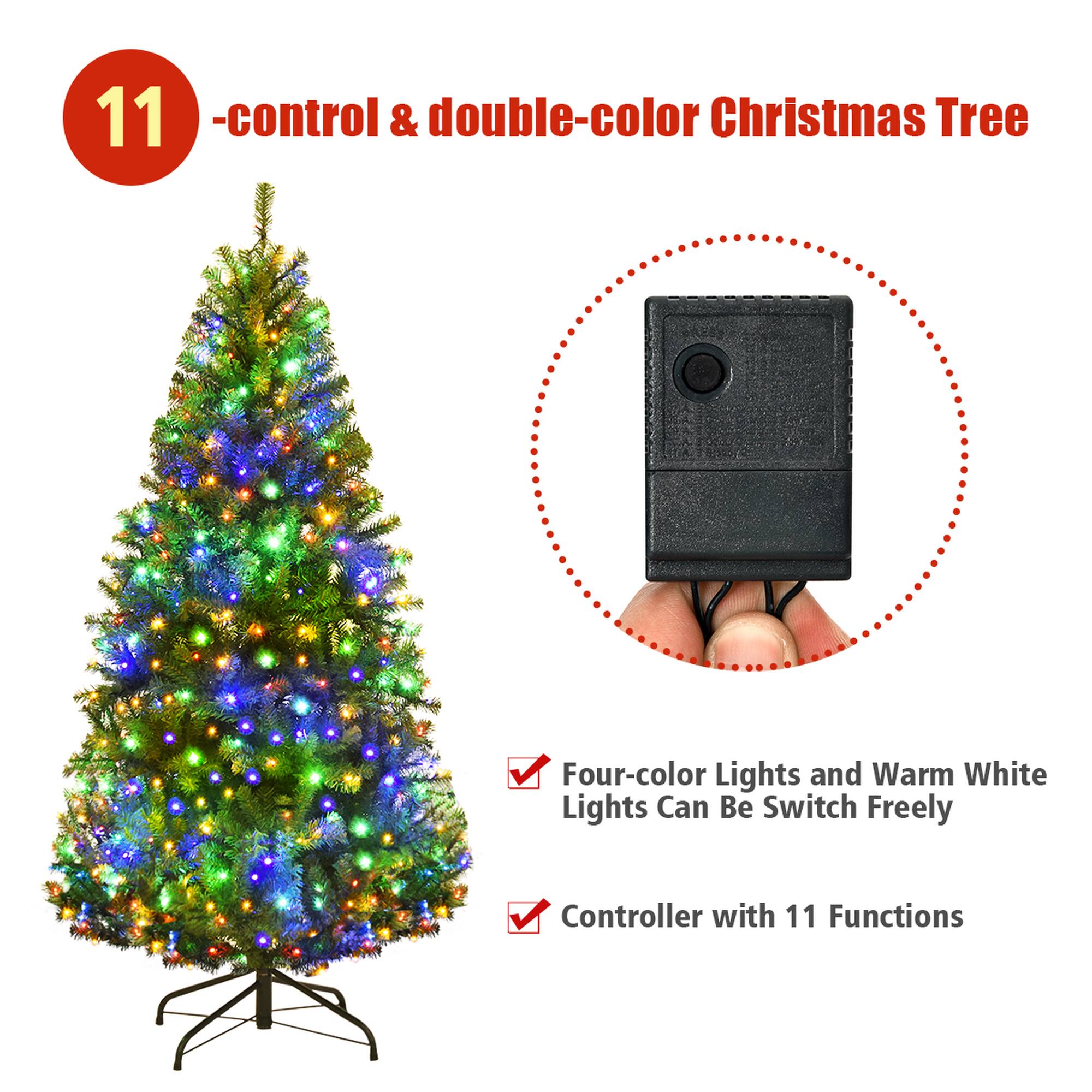 11 - Control & Double-Color Christmas Tree

Four-color Lights and Warm White Lights can be switched freely.
Controller with 11 Functions.