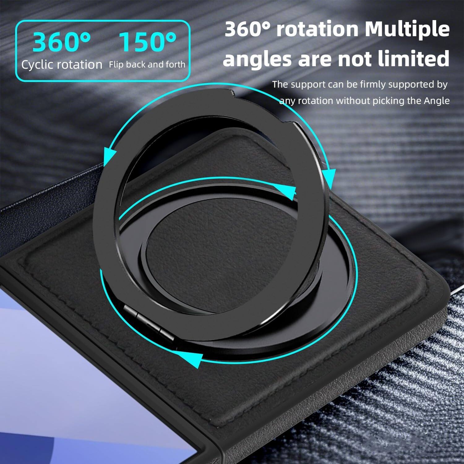 360° 150°  
Cyclic rotation Flip back and forth  
360° rotation Multiple angles are not limited  
The support can be firmly supported by any rotation without picking the Angle