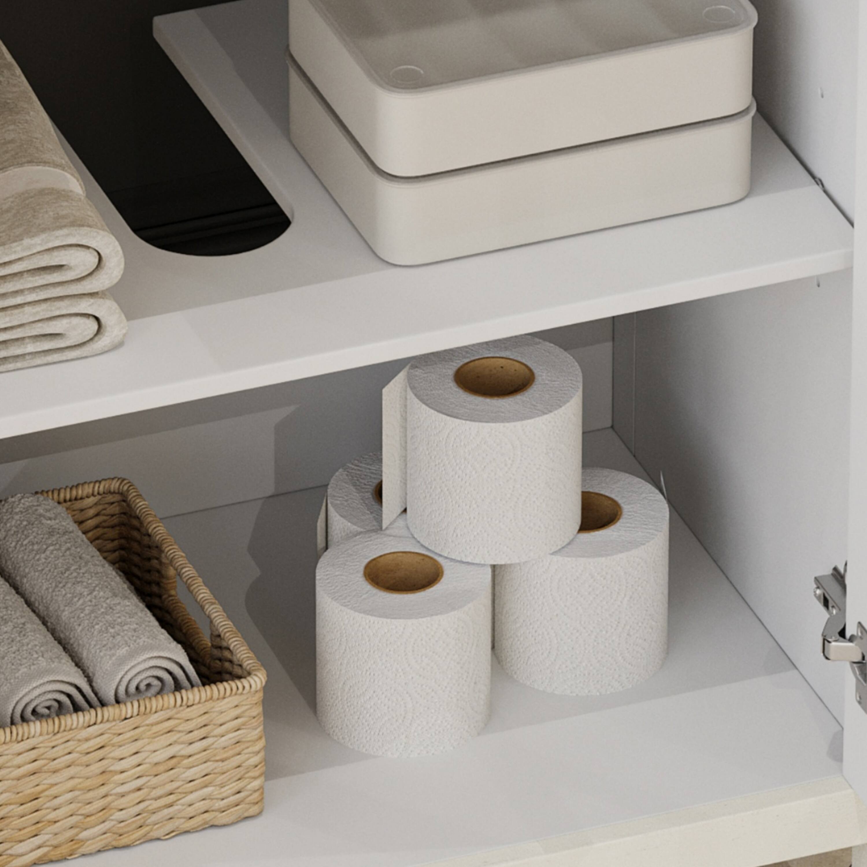 Alt View 5. Bestier - 31in Farmhouse Bathroom Vanity with Ceramic Sink Vintage Rustic Bathroom Cabinet, Antique White - White.