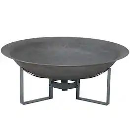 Sunnydaze - 24 in Modern Cast Iron Fire Pit Bowl with Stand - Bronze