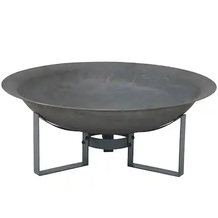 Front. Sunnydaze - 24 in Modern Cast Iron Fire Pit Bowl with Stand - Bronze.